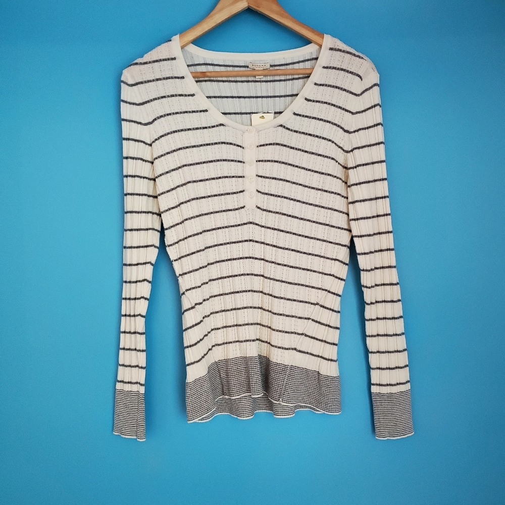 NEW Sonoma Sweater Size PL Striped Soft Knit